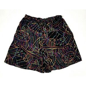 Basic Editions Shorts Women's 18/32 Vintage Black Neon Laser Made In USA